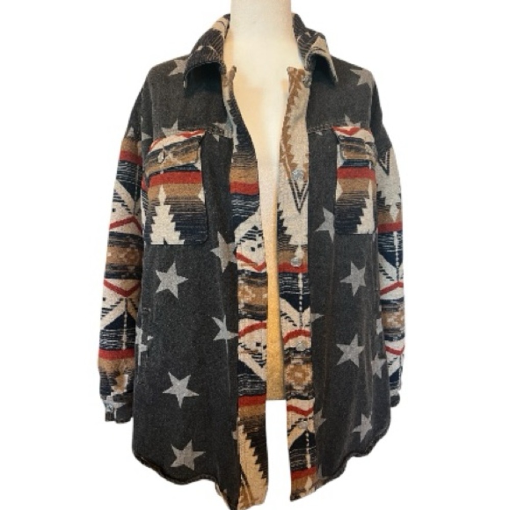 Blue Buttercup Aztec with Stars Shacket / Button Down Shirt  / Western / Medium
